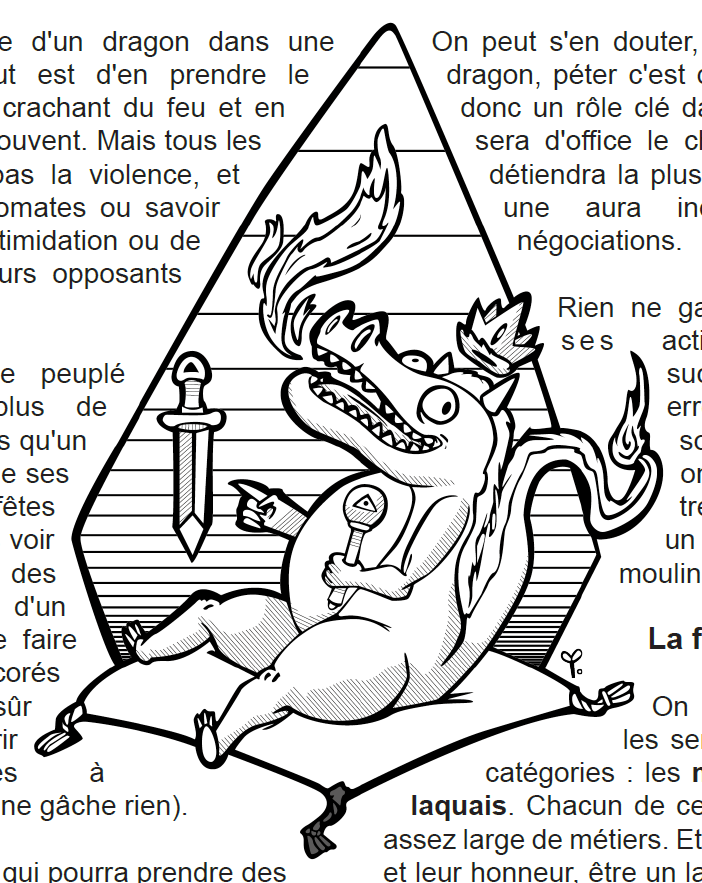 Un dragon joyeux (dessin habilement intégré dans du texte grâce à Affinity Publisher).