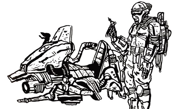 Un pilote à côté de son speeder